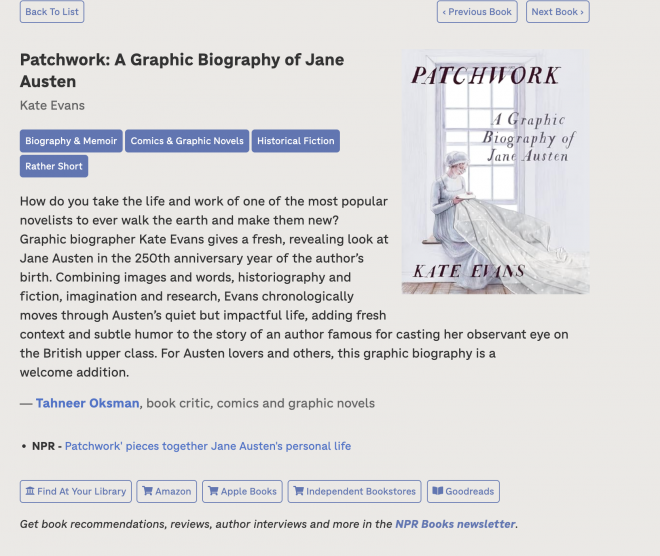 Patchwork: A Graphic Biography of Jane Austen by Kate Evans  How do you take the life and work of one of the most popular novelists to ev...