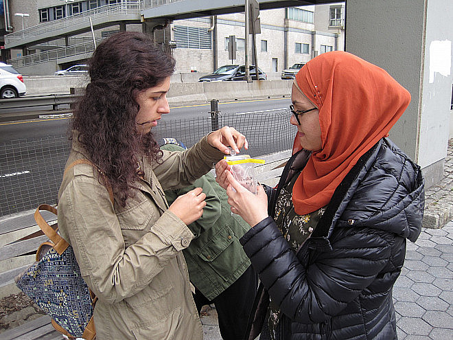 Students in Prof. Leri's Chemistry and the Environment (CHEM/ENV 105) class conduct water quality testing on the East River.