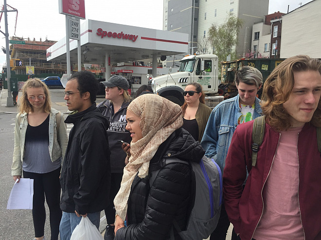Students in Prof. Leri's Chemistry and the Environment (CHEM/ENV 105) class travel to Greenpoint, Brooklyn, to sample water from Newtown ...
