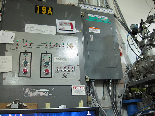 The shutters that control the entry of high-energy X-ray photons into the beamline and the experimental hutch.