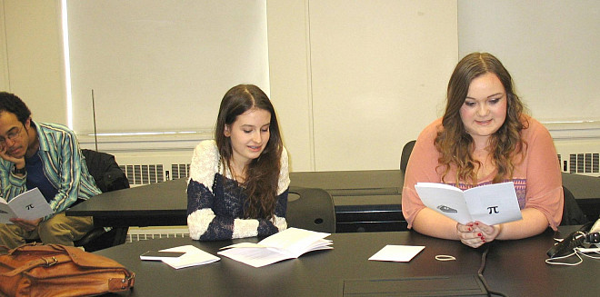 Emma-Sabrina Kamen and Michaela Brown, the winners of first place in the ? day contest, read their entry.