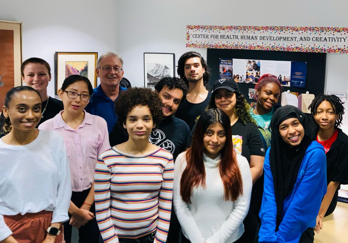 Members of the Pre-Health Peer Mentorship Program with Pre-Health Advisor Eugene Rubin at their i...