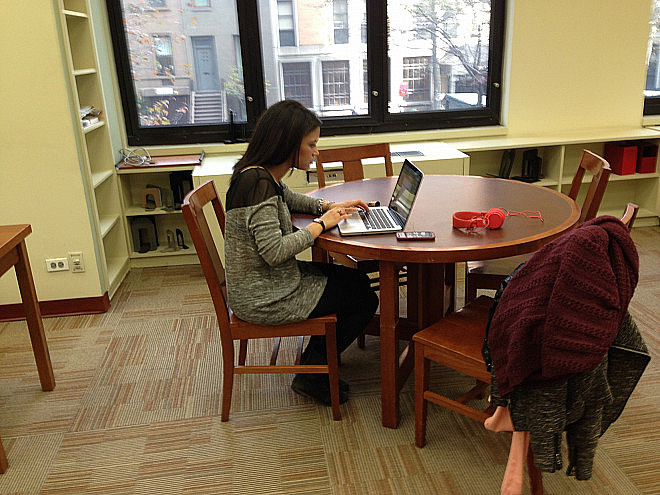 Study working in library
