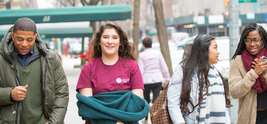 MMC students walk in the city