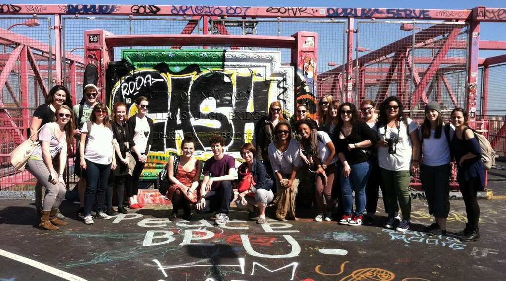 Sociology professor Erin O'Connor takes students to the Williamsburg Bridge to study the sociological and artistic implications of graffiti.