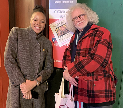 Professor Emeritus David Linton (right) with Dabriel Fulton '12 (left) outside of a club where the two co-hosted an open mic poetry slam.