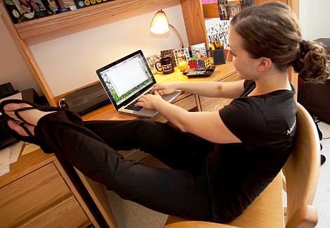 New Image Student studying in the dorm room
