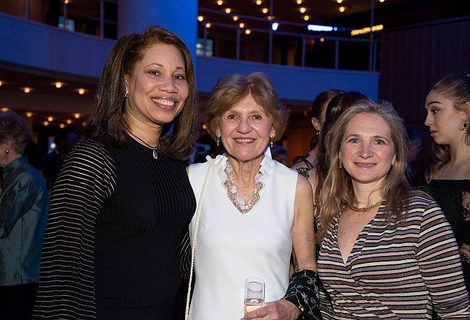 Former Board Chair Hope Knight '85, Trustee Maureen Grant, and Dr. Biba Sampoli Benitez
