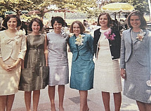 Edwards and some of her MMC classmates on graduation day in 1965: Maita Orbe Shaw, Angela Santore...
