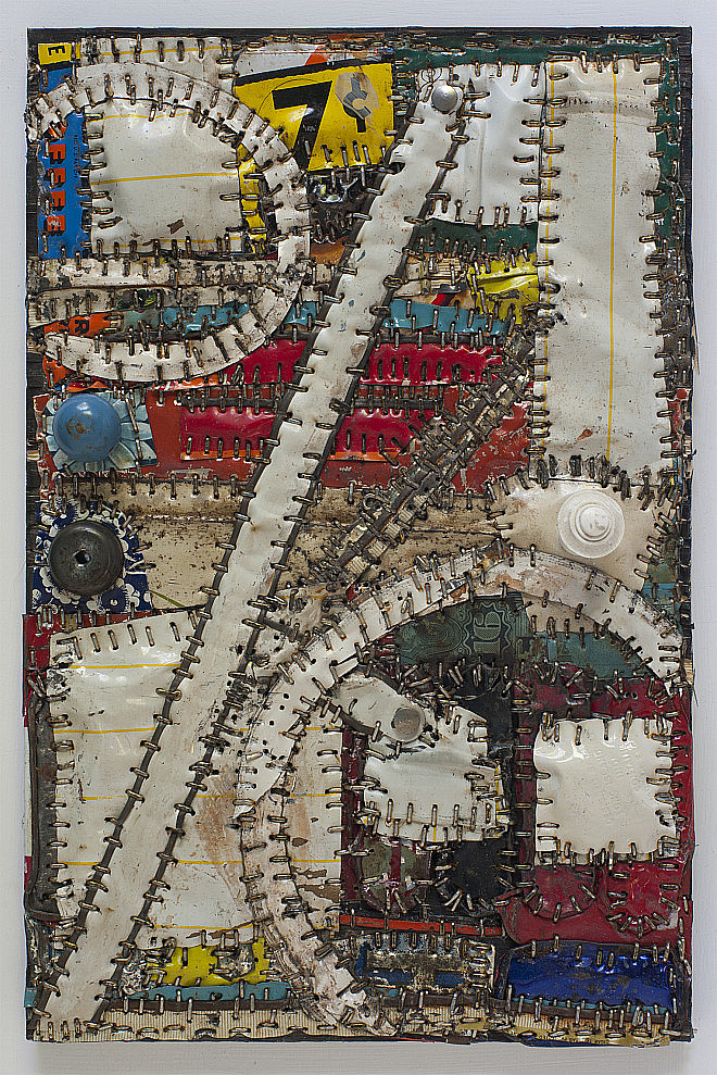 Lance Letscher, One Percent, Metal and Staples, 12” x 8, 2017, Courtesy of the artist and Pavel Zoubok Gallery New York