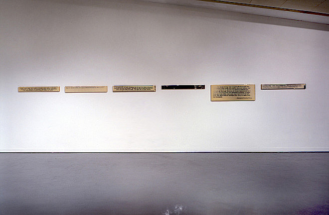 Ruth Liberman, Released (April 16, 1945), Installation, 14.5” x 250 x 2, 2000