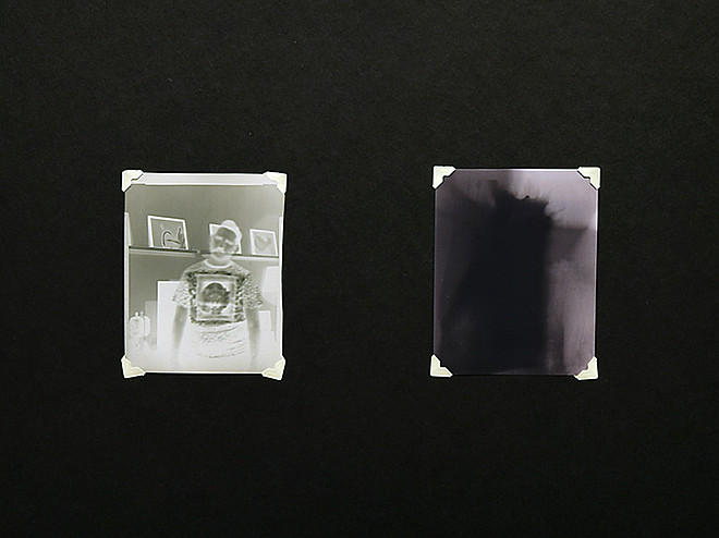 Tyson Robertson, Untitled 8 (I never knew/I always knew) • Black and white paper negative and black paper, 12 x 18, 2017