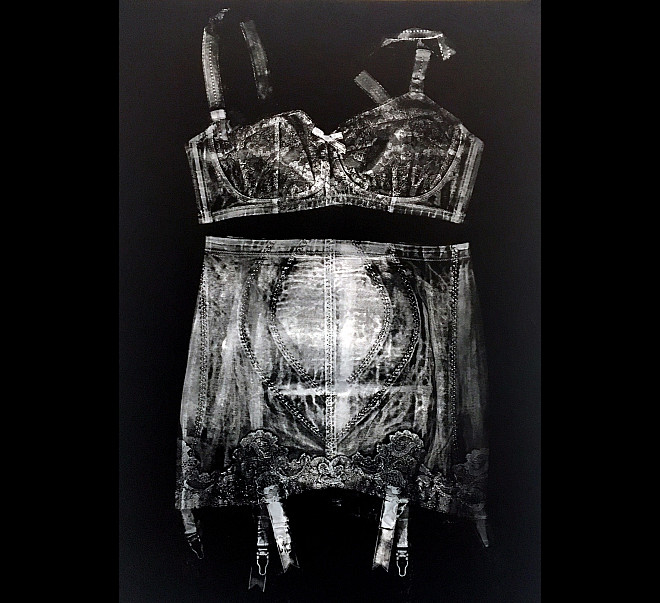 Deler, Bra & Girdle, Monoprint white ink on paper, 24 x 36”, 2016