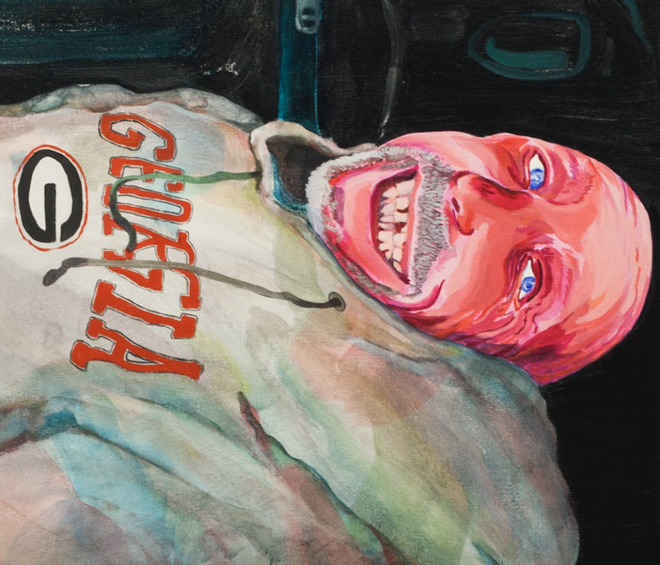 Ellis, Duane Hiding, Acrylic on canvas, 40.5 x 55”, 2019 (detail)