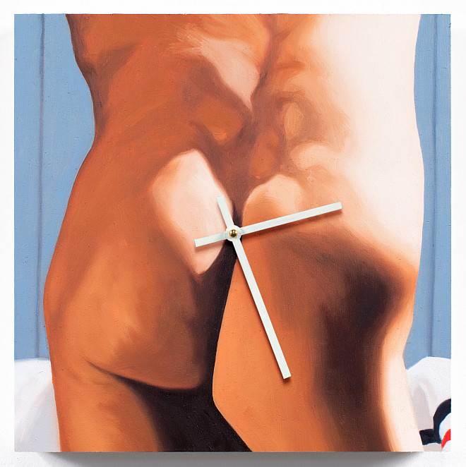 Rubinstein, Graham, Oil on panel, resin, clock mechanism, 12 x 12”, 2017