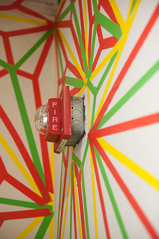 Student tape installation, Black & White East Gallery