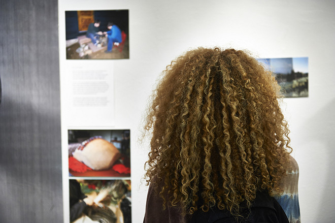 Observing the exhibit