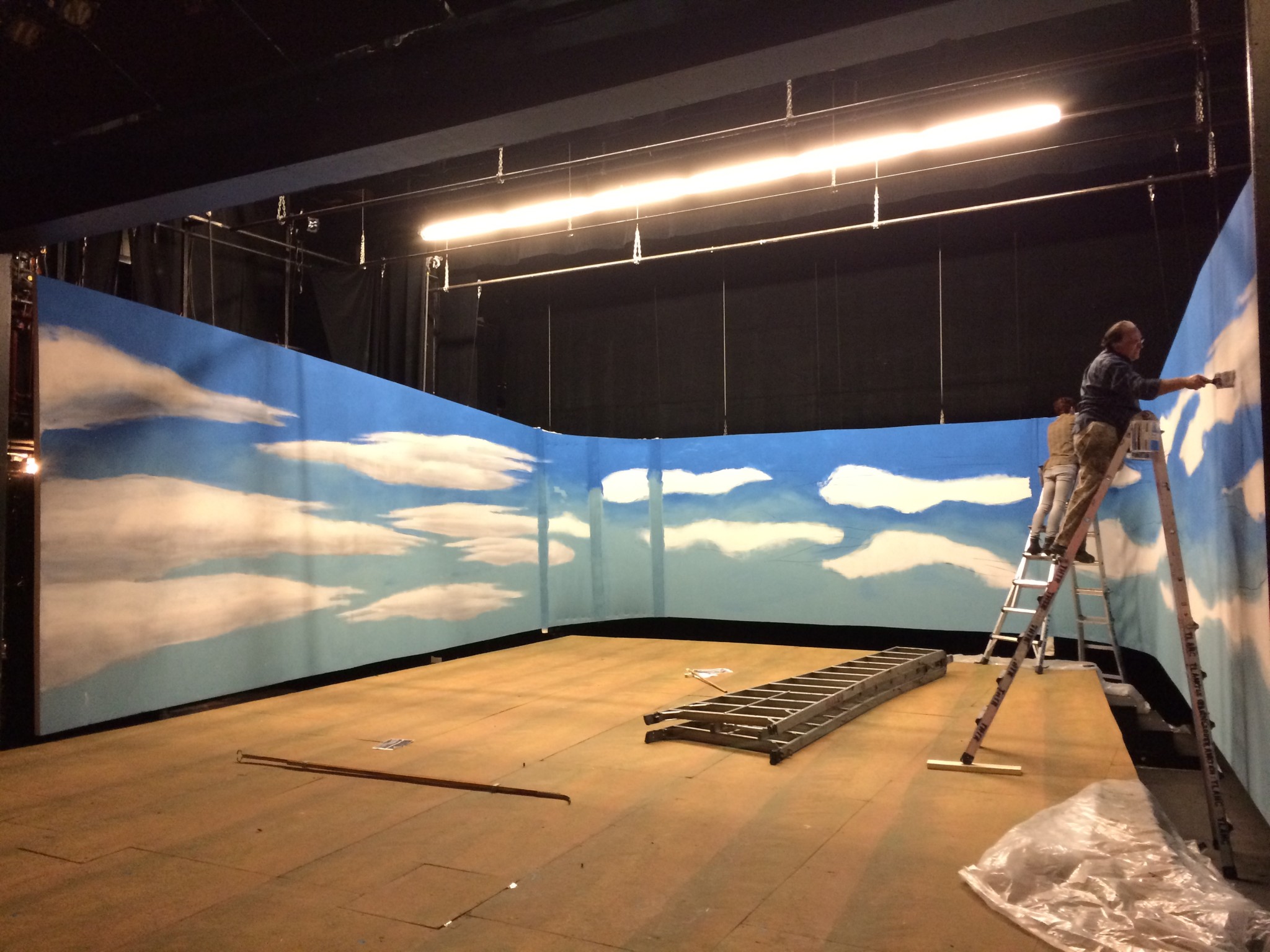 Ray Recht, Professor of Theatre Arts and Scenic Designer, painting the O PIONEERS! set (November,...