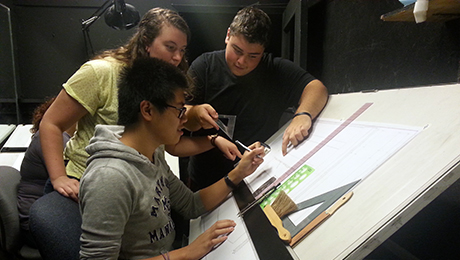 Design majors in the drafting room 